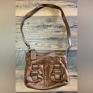 Tignanello Brown Leather Cross Body Shoulder Bag